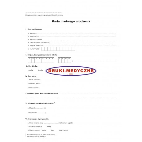 Karta martwego urodzenia